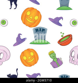 Halloween pattern, cartoon style Stock Vector