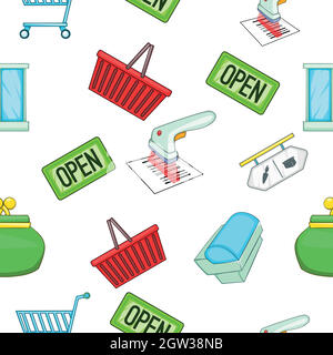Shop pattern, cartoon style Stock Vector