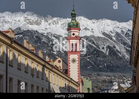 Servite Church Tower (Servitenkirche) - Innsbruck, Tyrol, Austria Stock Photo