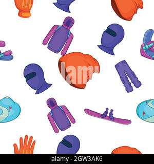 Snowboarding pattern, cartoon style Stock Vector