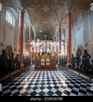 Hofkirche Interior and Emperor Maximilian I Cenotaph - Innsbruck, Tyrol, Austria Stock Photo