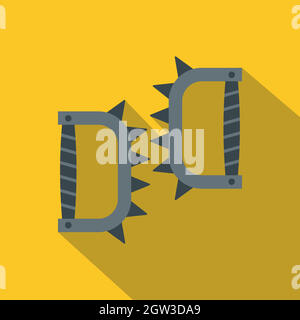 Japanese knuckles with spikes icon, flat style Stock Vector