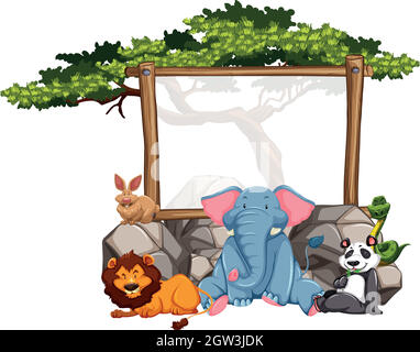 Frame template with wild animals illustration Stock Vector Image & Art ...