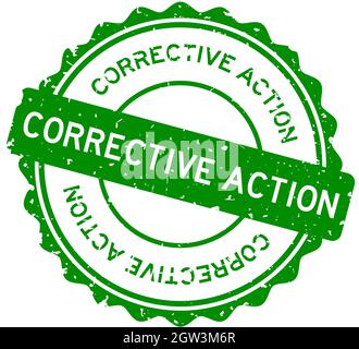 Grunge green corrective action word round rubber seal stamp on white background Stock Vector