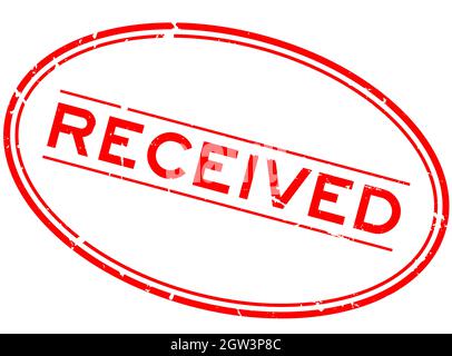 Grunge red received word oval rubber seal stamp on white background Stock Vector