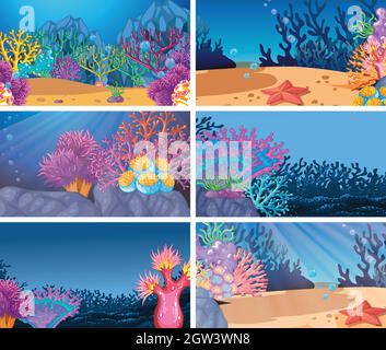 Set of scenes in nature setting Stock Vector