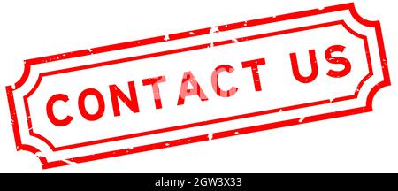 Grunge red contact us word rubber seal stamp on white background Stock Vector