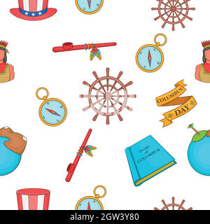 Columbus Day pattern, cartoon style Stock Vector