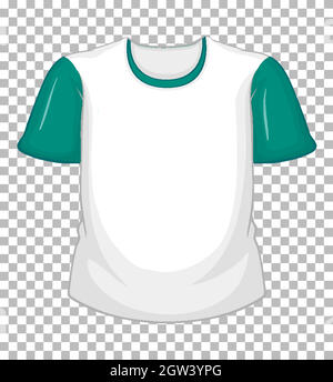 Blank white t-shirt with green short sleeves on transparent Stock Vector