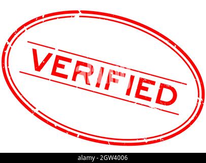Grunge red verified word oval rubber seal stamp on white background ...