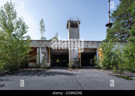 Fire Station - Pripyat, Chernobyl Exclusion Zone, Ukraine Stock Photo