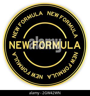 Black and gold color round label sticker with word new formula on white background Stock Vector