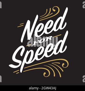 Need for speed custom hotrod lettering. Vector illustration fancy, ornate retro style script lettering with pinstripe swashes and ornaments. Stock Vector
