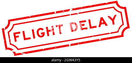 Grunge red flight delay word rubber seal stamp on white background Stock Vector