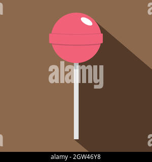 Pink lollipop icon, flat style Stock Vector