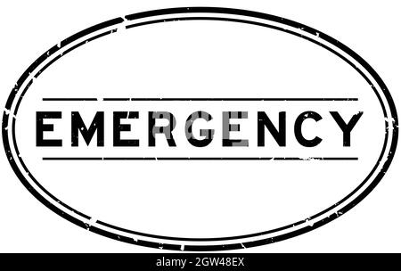 Grunge black emergency word oval rubber seal stamp on white background Stock Vector