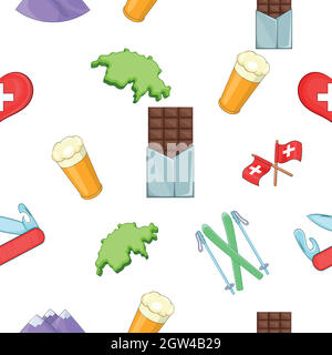 Switzerland pattern, cartoon style Stock Vector