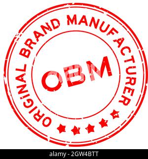 Grunge red OBM Original Brand Manufacturer word round rubber seal stamp on white background Stock Vector