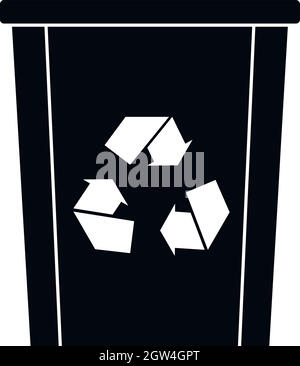 Trash bin with recycle symbol icon, simple style Stock Vector