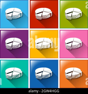 Buttons with graphs Stock Vector
