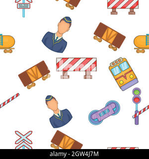 Train pattern, cartoon style Stock Vector