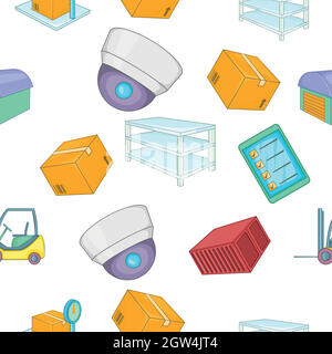 Warehouse pattern, cartoon style Stock Vector
