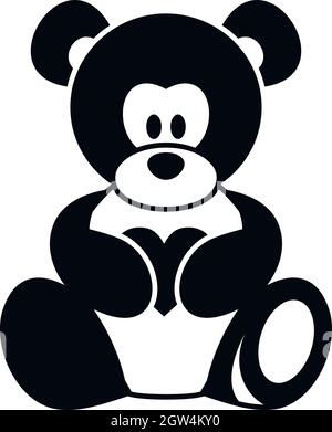 Teddy bear holding a heart icon, simple style Stock Vector