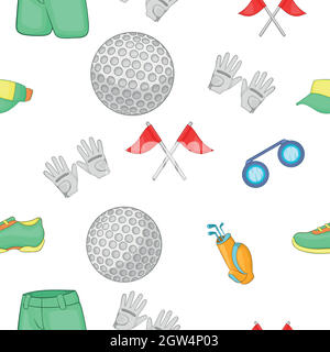 Game of golf pattern, cartoon style Stock Vector