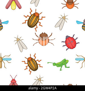 Insects pattern, cartoon style Stock Vector