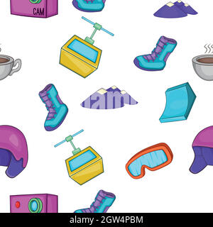Snowboard pattern, cartoon style Stock Vector
