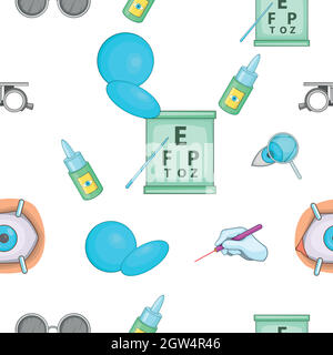 Ophthalmology pattern, cartoon style Stock Vector