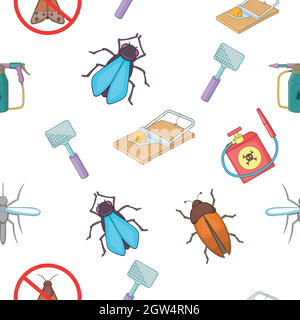 Insects pattern, cartoon style Stock Vector