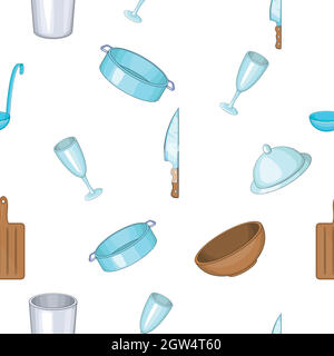 Dishes pattern, cartoon style Stock Vector