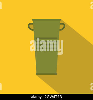 Green garbage tank with handles icon, flat style Stock Vector
