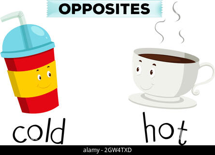 Opposite words for cold and hot Stock Vector