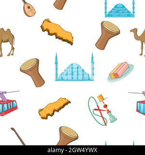 Turkey country pattern, cartoon style Stock Vector