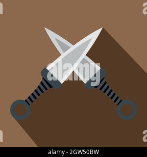 Steel throwing knives icon, flat style Stock Vector