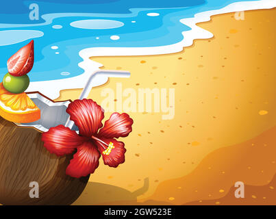 A beach and a refreshing drink Stock Vector