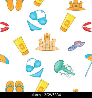 Relax on beach pattern, cartoon style Stock Vector