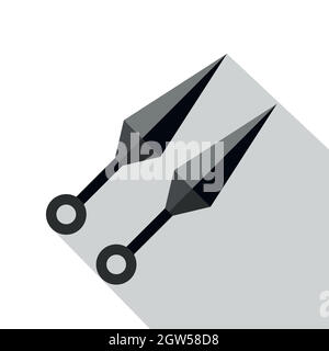 Kunai, ninja weapon icon, flat style Stock Vector