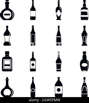 Bottle forms icons set, simple style Stock Vector