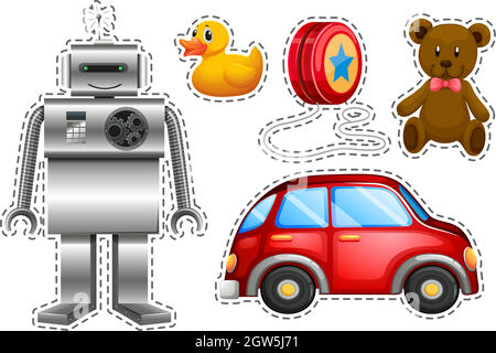 Different types of toys Stock Vector
