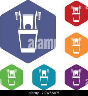 https://l450v.alamy.com/450v/2gw5mc5/plastic-cup-with-brushes-icons-set-2gw5mc5.jpg