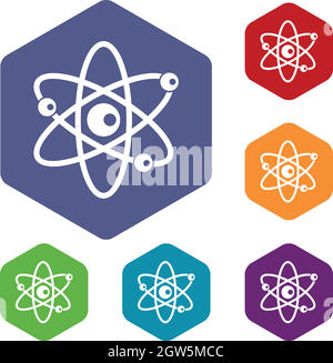 Molecules of atom icons set Stock Vector