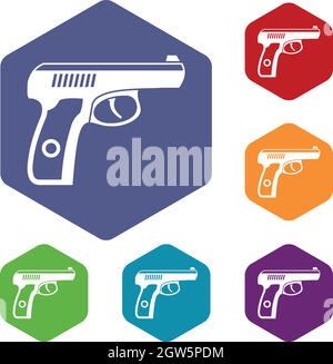 Gun icons set Stock Vector