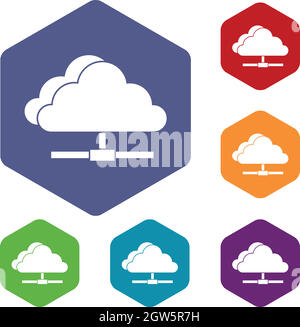 Cloud computing connection icons set Stock Vector