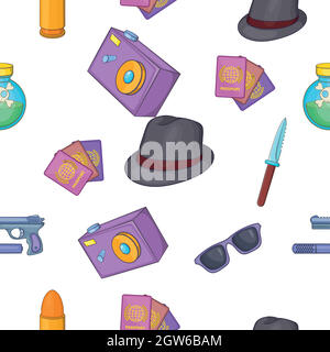 Detective pattern, cartoon style Stock Vector