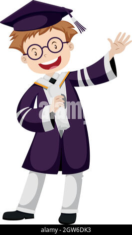 Man in graduation gown in purple Stock Vector