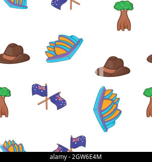 Australia tourism pattern, cartoon style Stock Vector