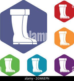 Winter shoes icons set Stock Vector